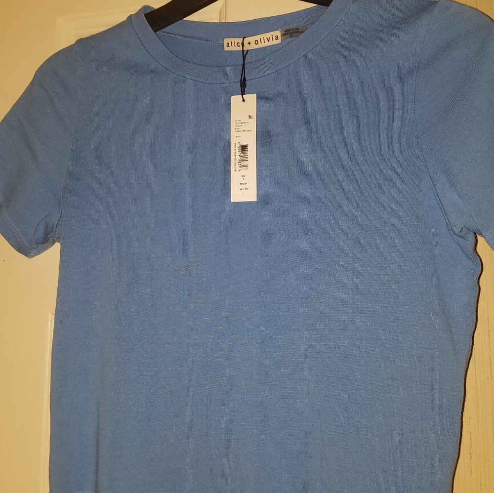 Alice and Olivia mid waist shirt in cornflower blu